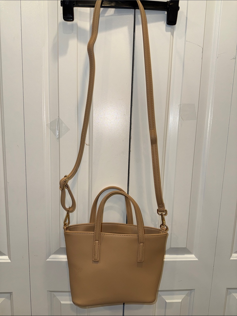 Classic‎ Small Tote Crossbody Bag in Beige - Picture 5 of 7